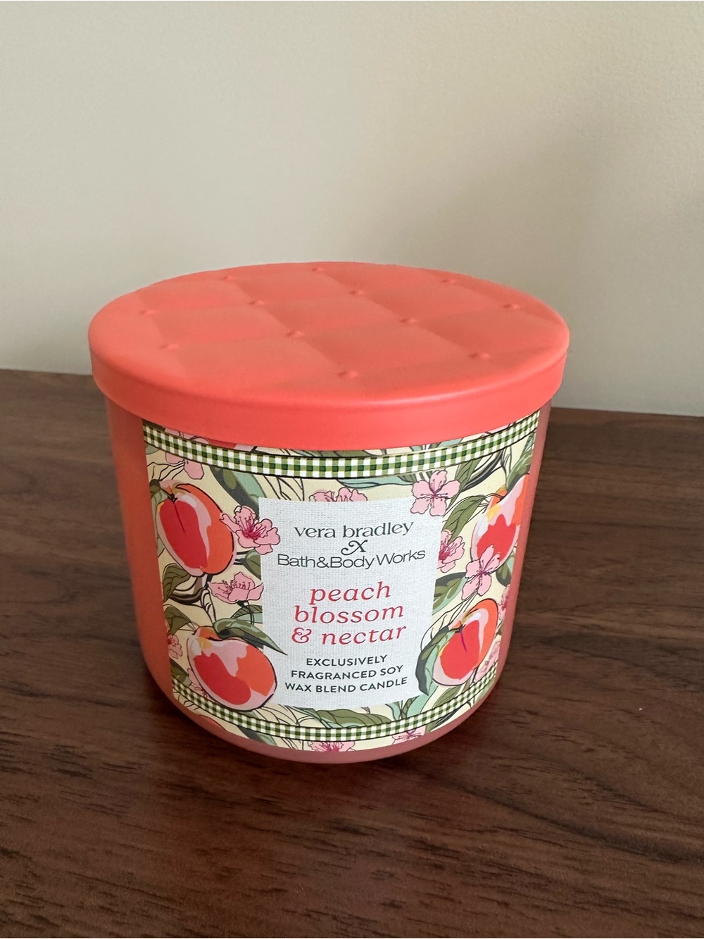 Bath & Body Works Peach Blossom & Nectar 3-wick Candle - Coral Pink